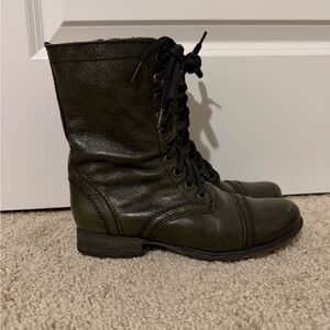 Steve Madden Troopa Military Combat Boot Biker Ankle Leather Lace Up Goth Size 6